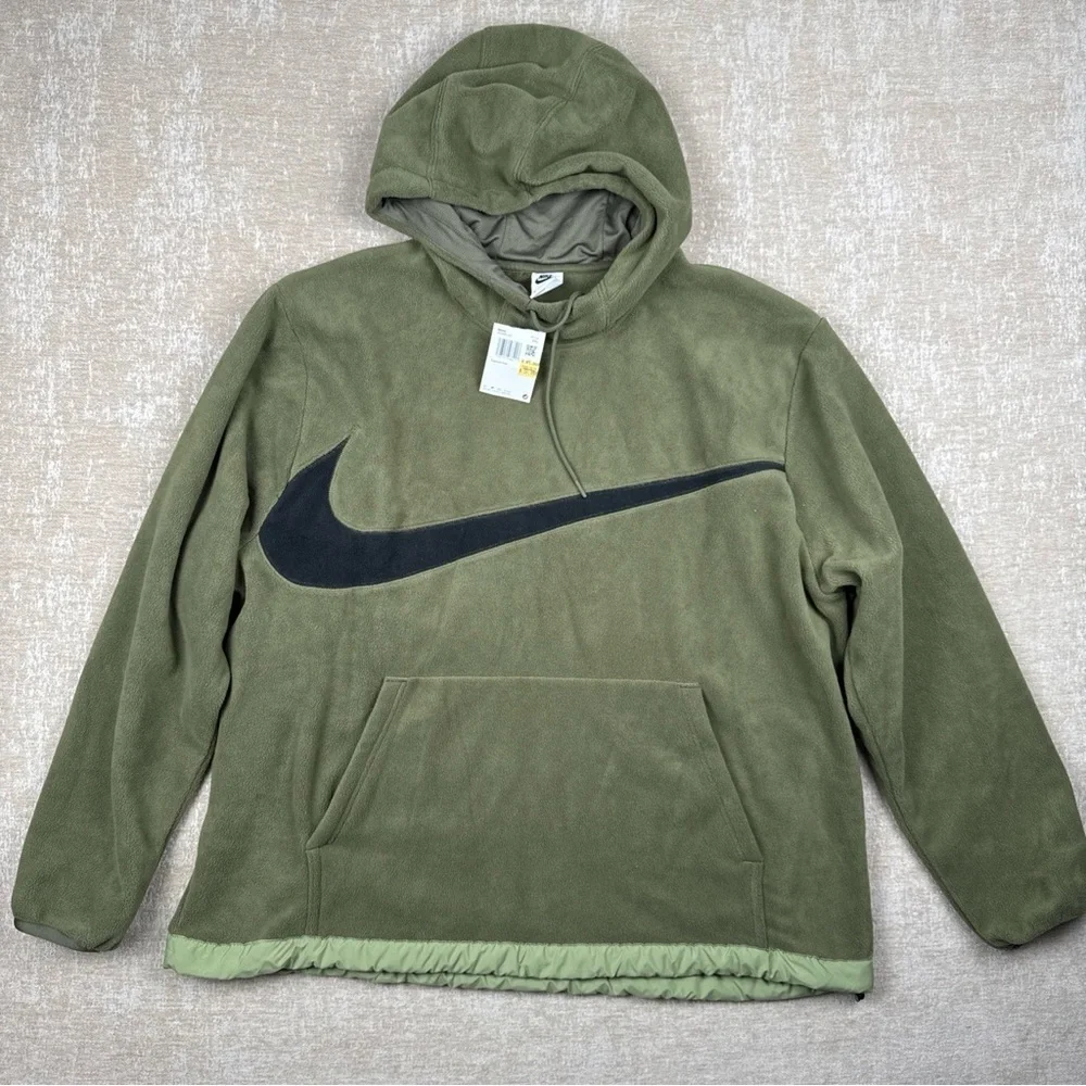 Nike Olive Green Hoodie with Black Swoosh